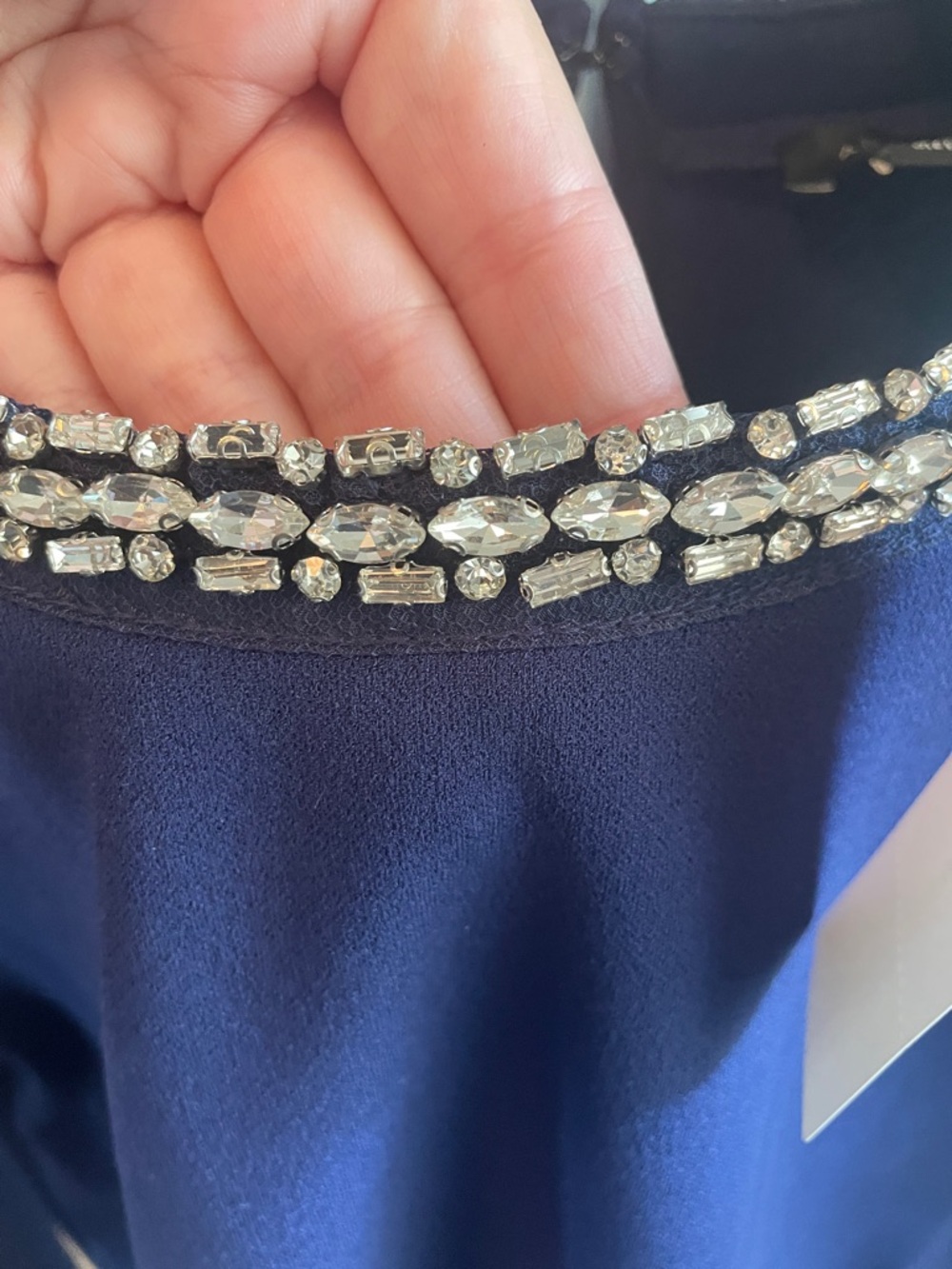 Ann Taylor Navy Long-Sleeve Jewel Neck Top - Picture 3 of 7